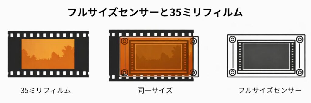 フルサイズセンサーサイズの説明図