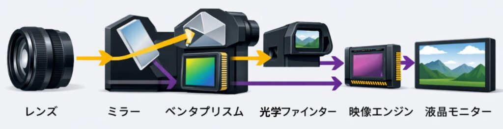 一眼レフカメラの構造の画像