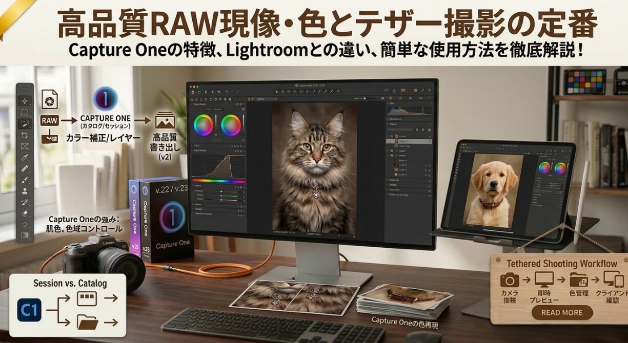 Capture Oneの特徴と簡単な使用方法を示すアイキャッチ画像