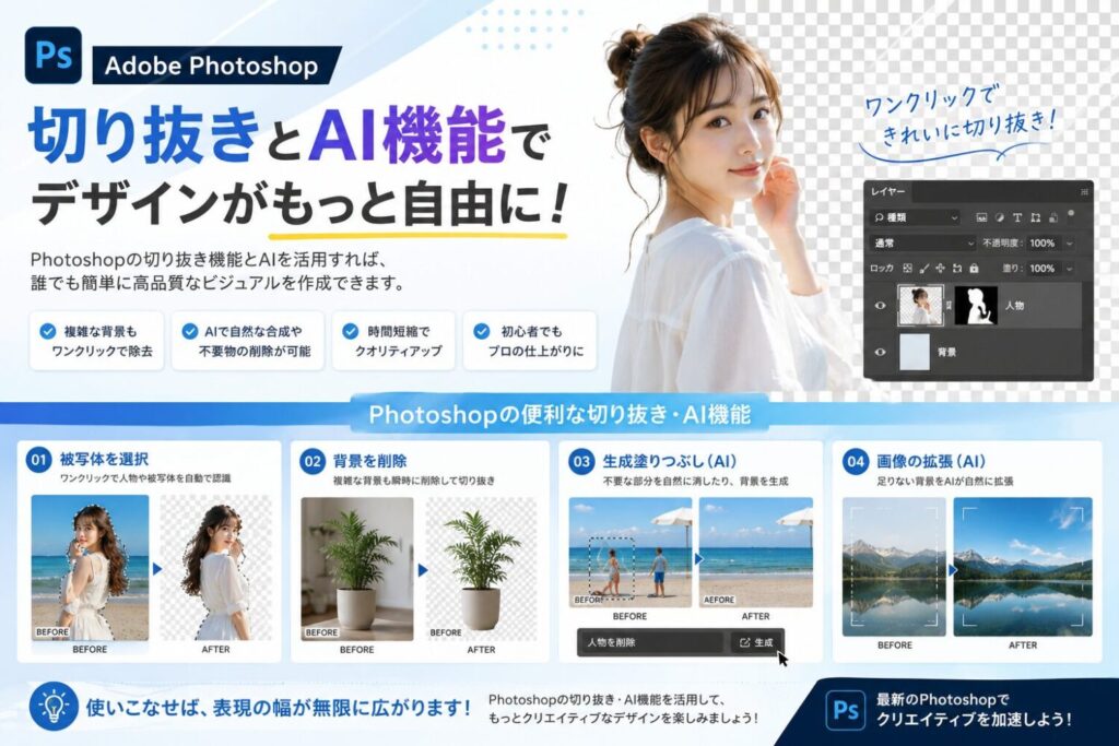 Photoshopの切り抜き・AI機能を使った編集方法の画像