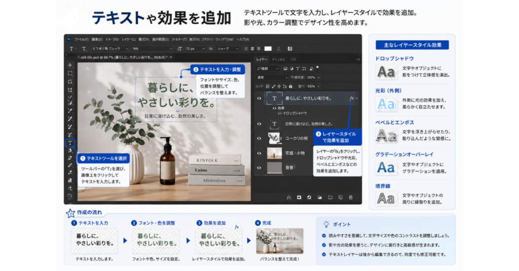 合成・レイヤー操作の説明画像