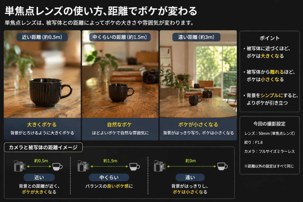 距離でボケが変わる説明画像