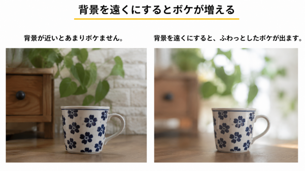 距離とボケの関係を説明した写真