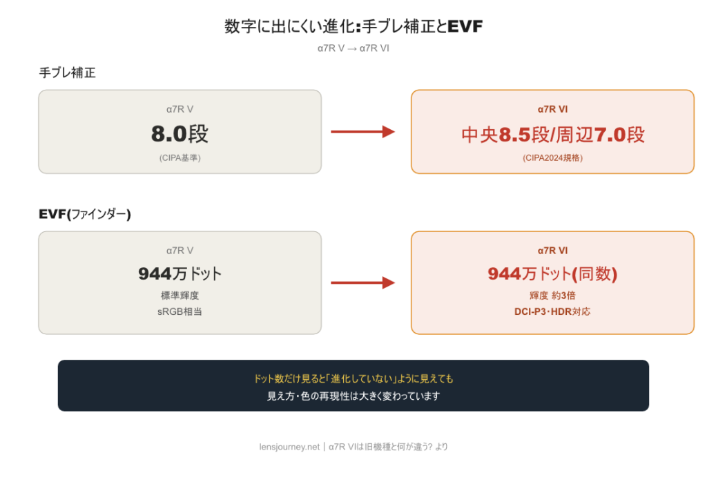 手ブレ補正とEVFを比較した図