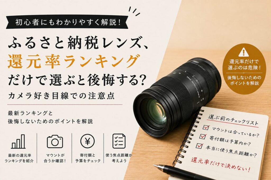 ふるさと納税レンズ、還元率ランキングだけで選ぶと後悔するカメラ好き目線での注意点のとうこうについてのアイキャッチ画像